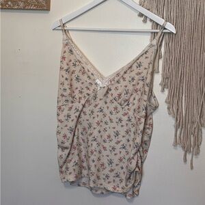 ROMWE Cream Floral Camisole Top